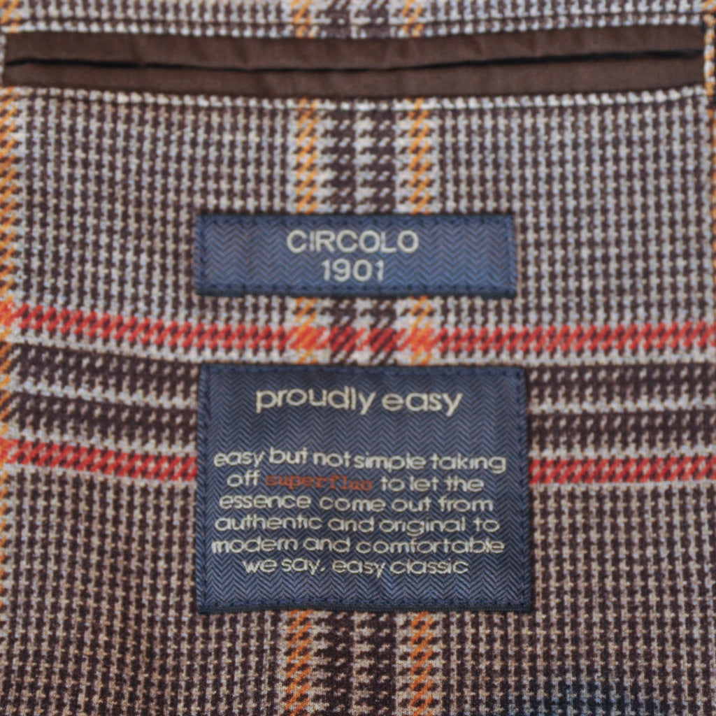 Circolo NWT Brown Check Easy Jersey Blazer
