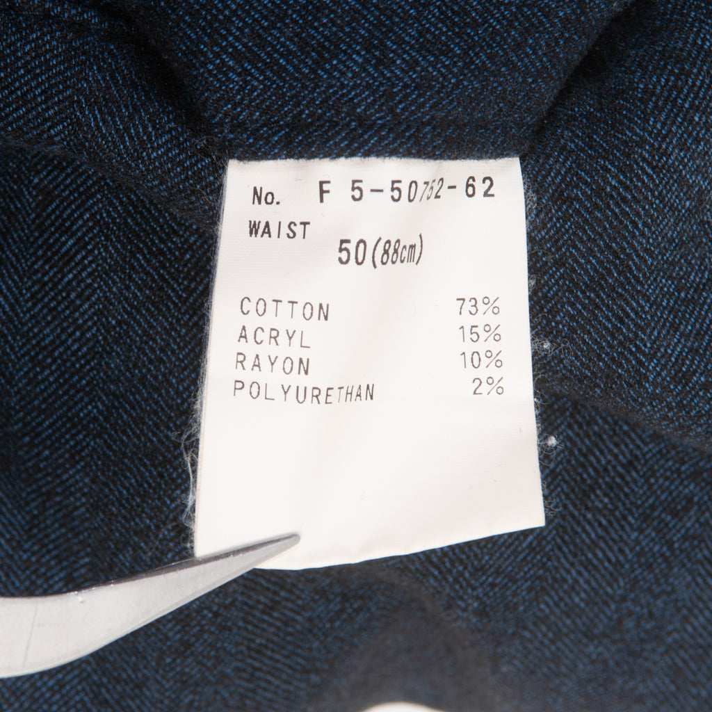 Echizenya Garment Dyed Blue Herringbone Cuffed Pants