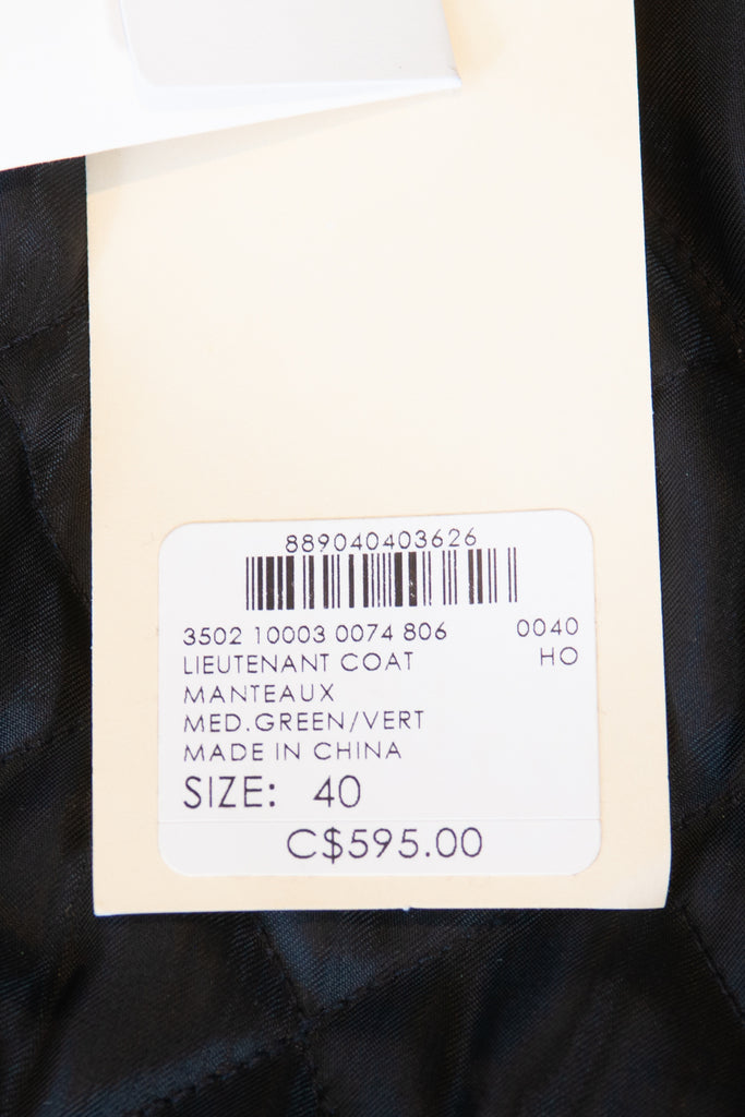 Club Monaco Green Lieutenant Coat