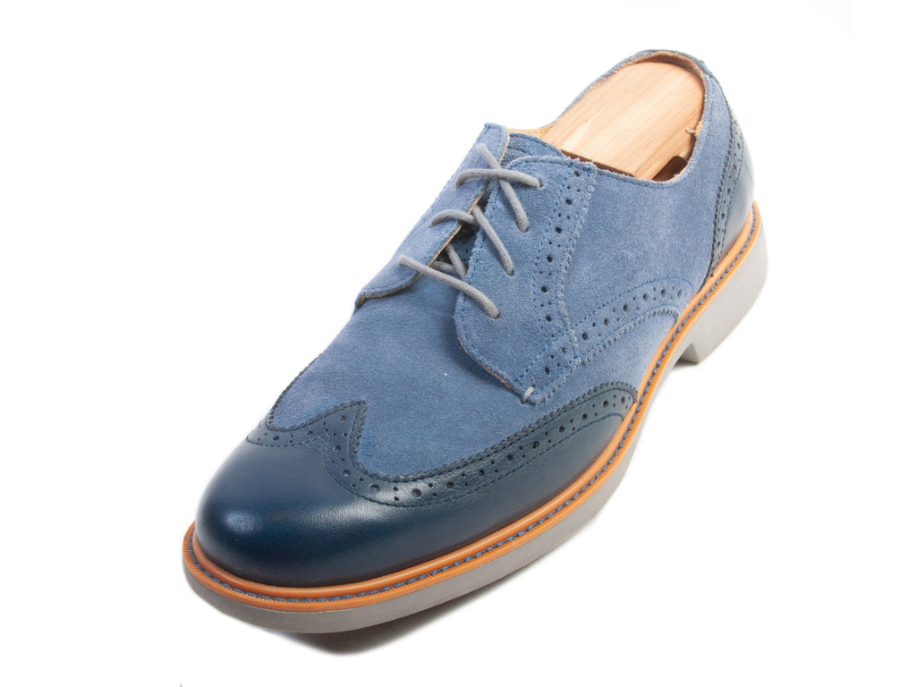 Cole Haan Grand.OS Blue Suede Wingtip Derby Shoes