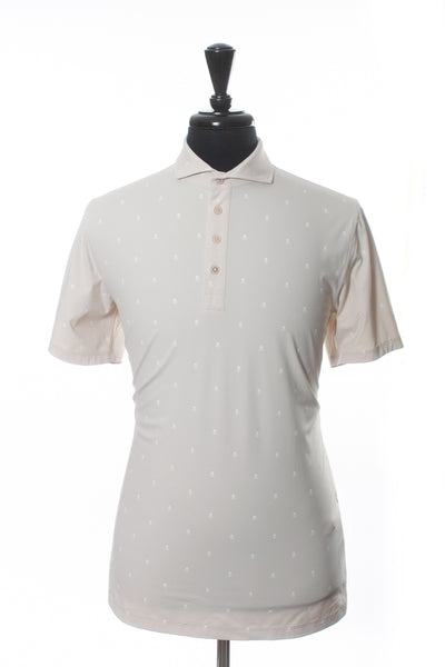 G-Fore Stone Brown Skull and Tees Print Golf Shirt