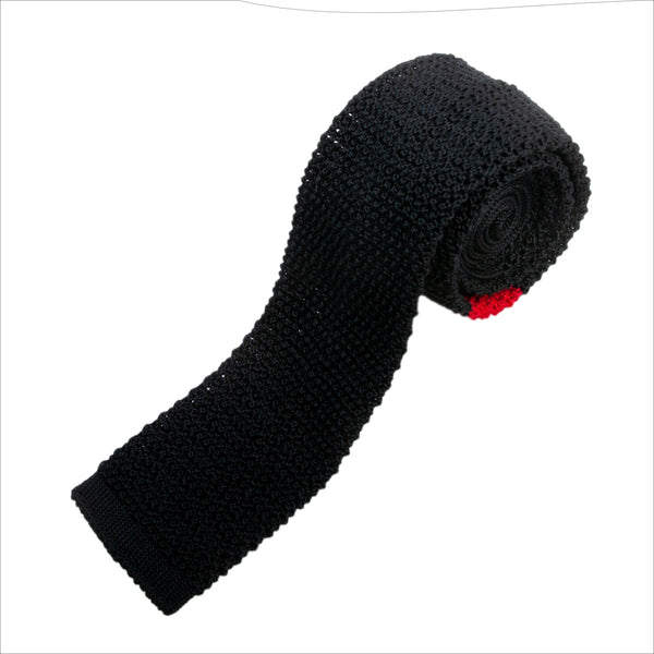 Baldessarini Hugo Boss Red on Black Silk Knit Tie
