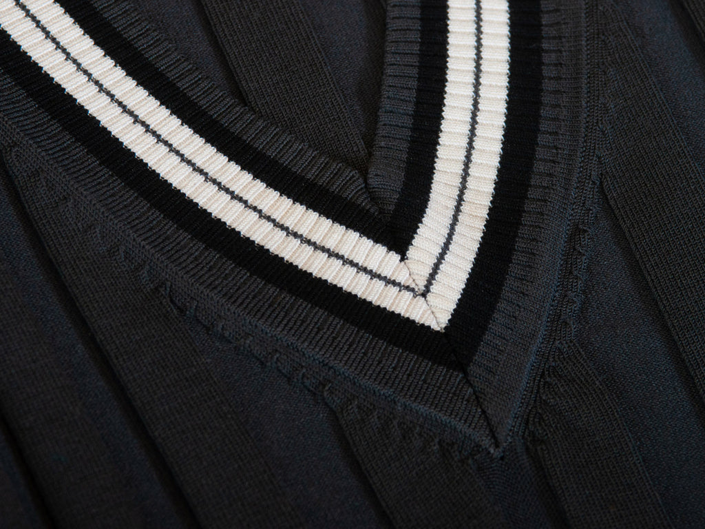 Armani Collezioni Grey Ribbed Silk Blend Sweater Vest