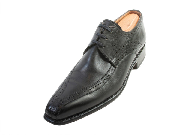 Canali Black Leather Derby Shoes