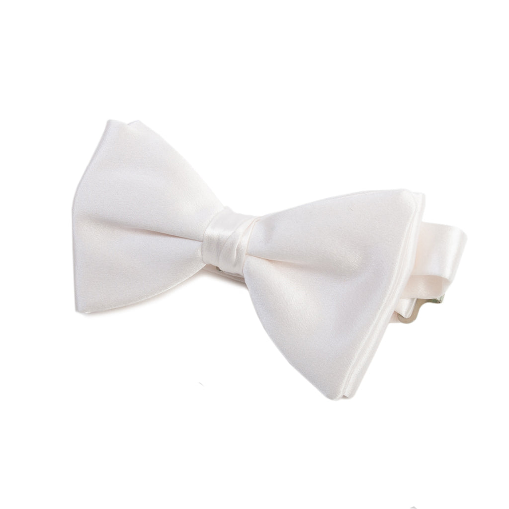 Dion Ivory Italian Silk Bow Tie and Pocket Square Set