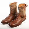 Belstaff Brown Canvas and Leather Biker Boots
