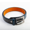 Blue Embossed Leather Belt