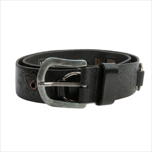 Rag Recycle Black Woven Leather Belt