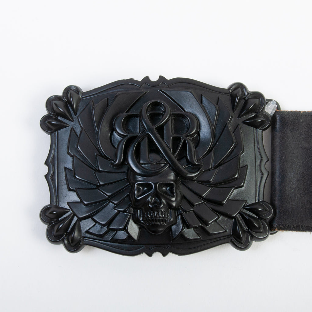 Rock & Republic Black Chain Edged Italian Leather Belt