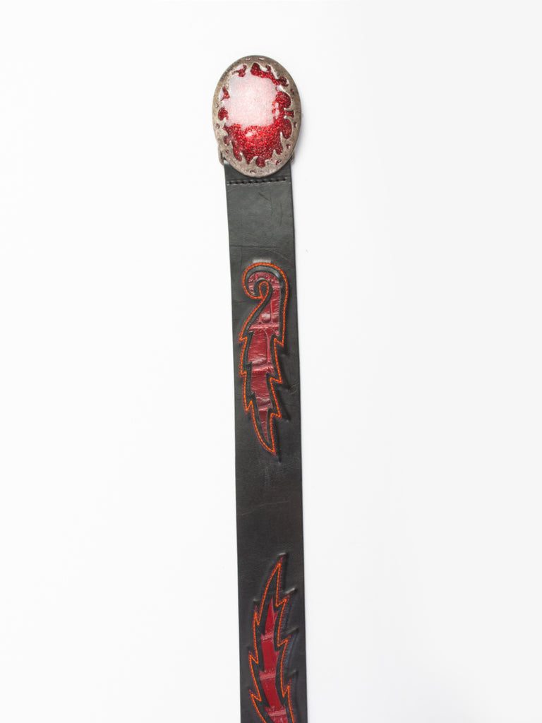 Energie Red and Black Leather Western Belt