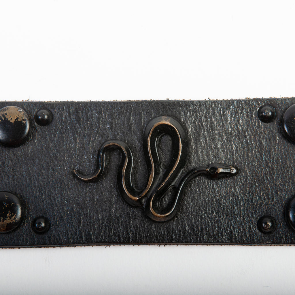 Rag Recycle Black Snake Studded Leather Belt