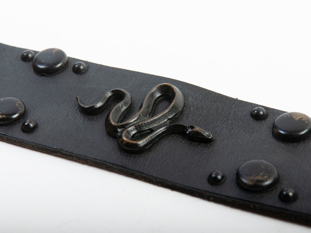 Rag Recycle Black Snake Studded Leather Belt