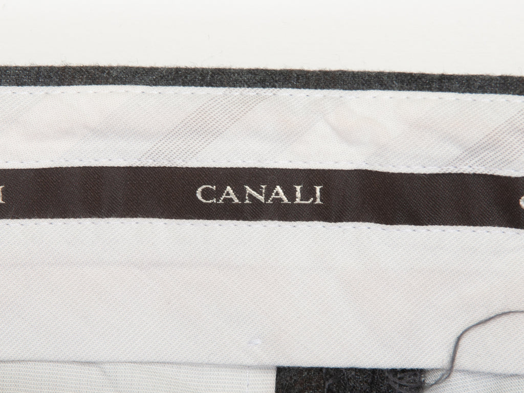 Canali Grey Check Stretch Wool Flannel Pants