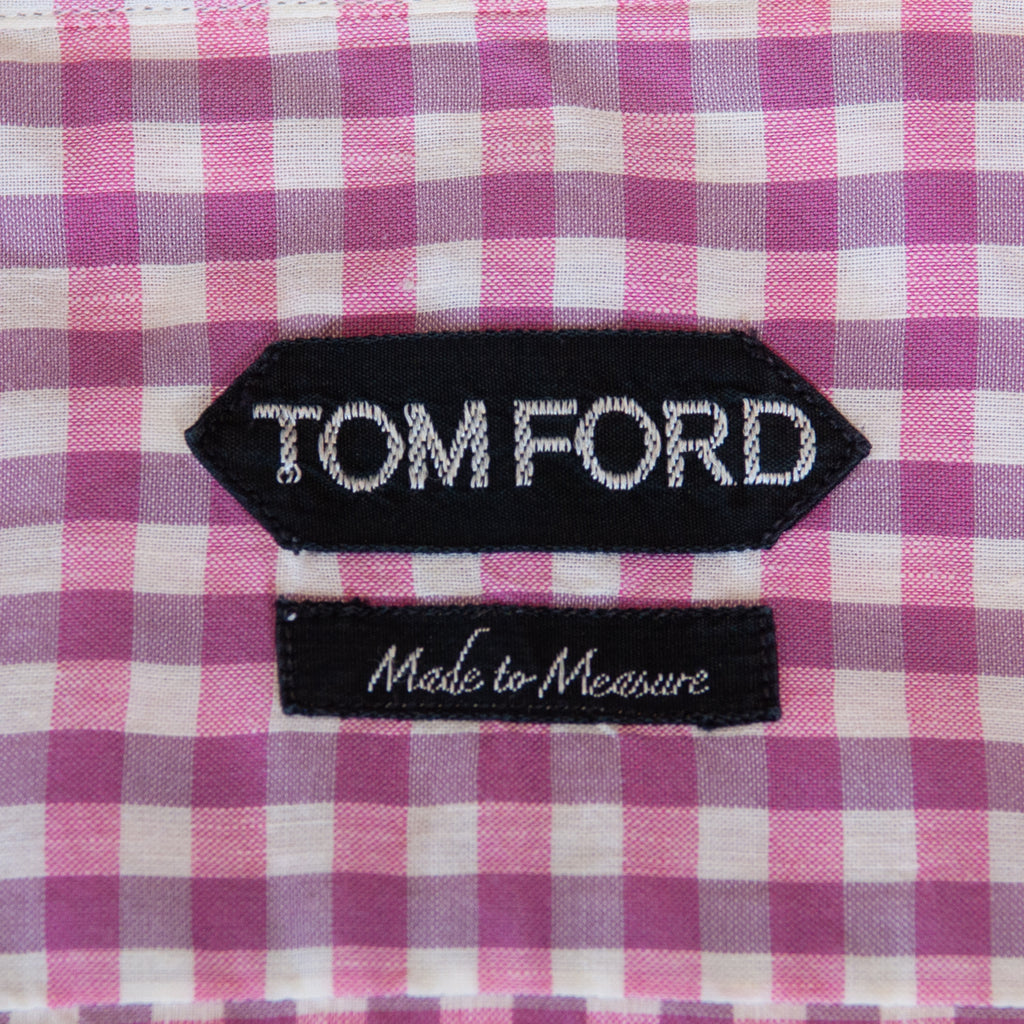 Tom Ford Pink Check Linen Blend Shirt