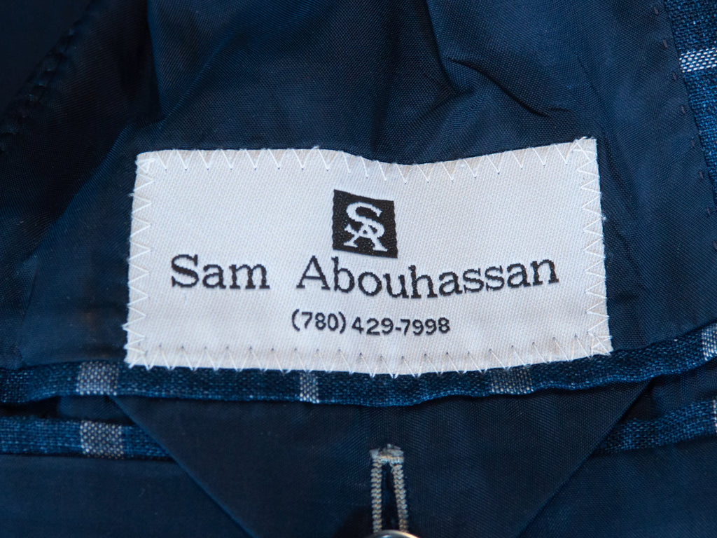 Sam Abouhassan Navy Blue Check Scabal Linen Blazer