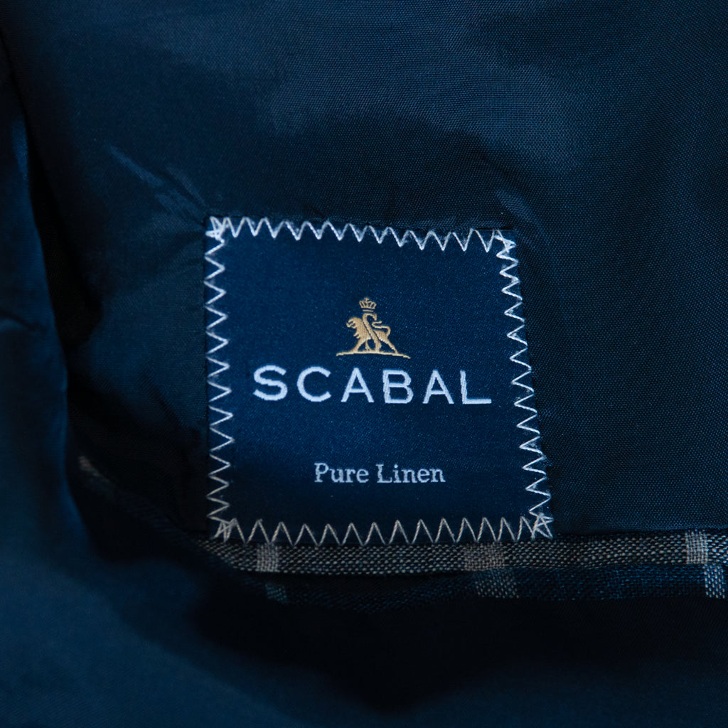 Sam Abouhassan Navy Blue Check Scabal Linen Blazer