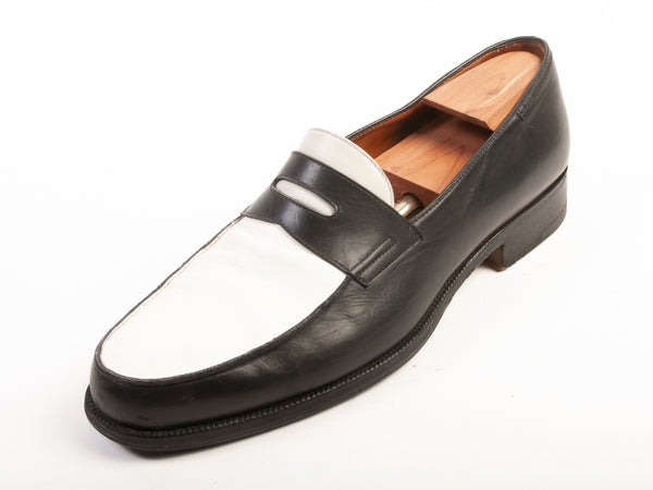 Tom Ford Black and White Leather Penny Loafers