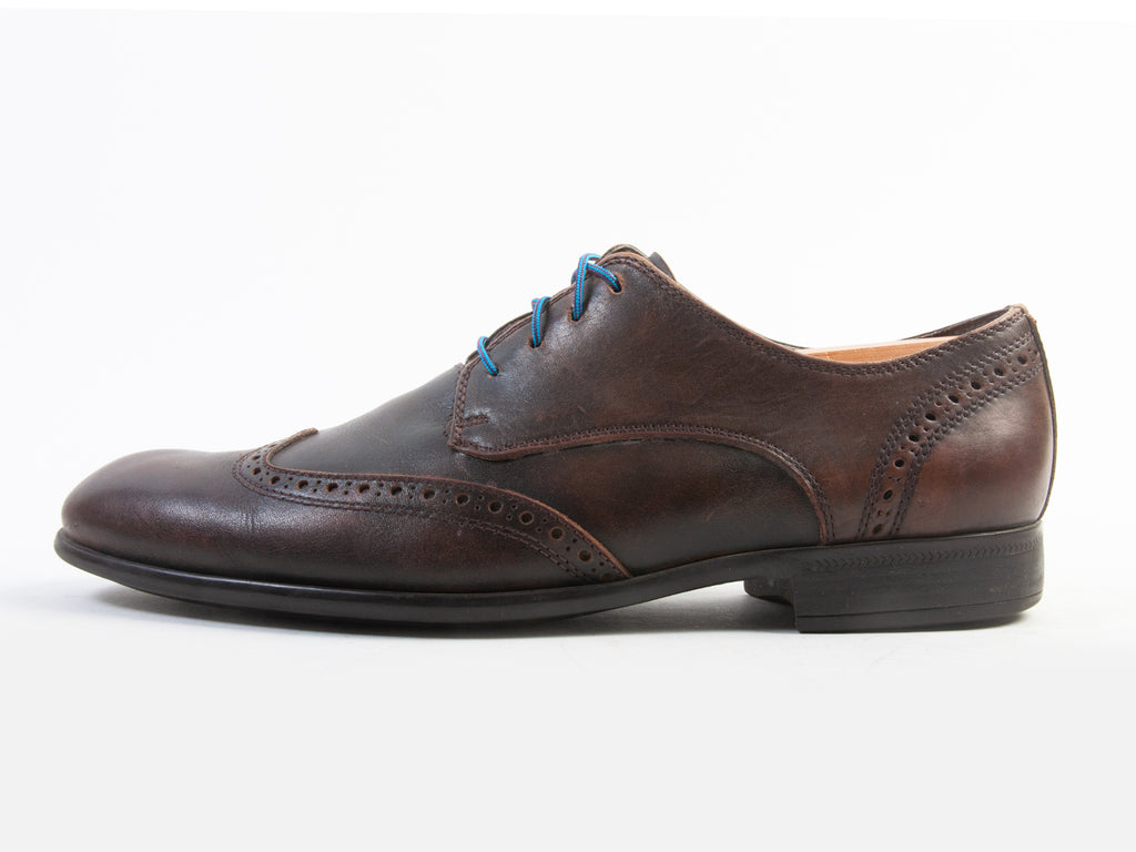 John Varvatos Brown Leather Wingtip Derby Shoes