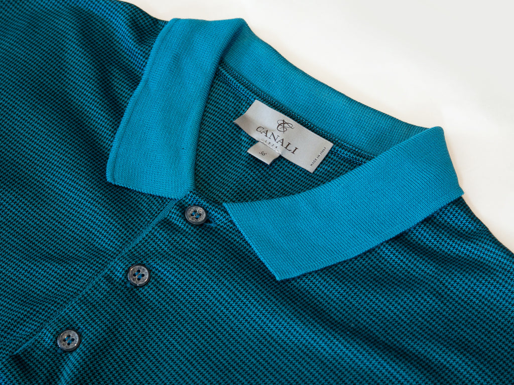 Canali 1934 Blue Puppytooth Polo Shirt