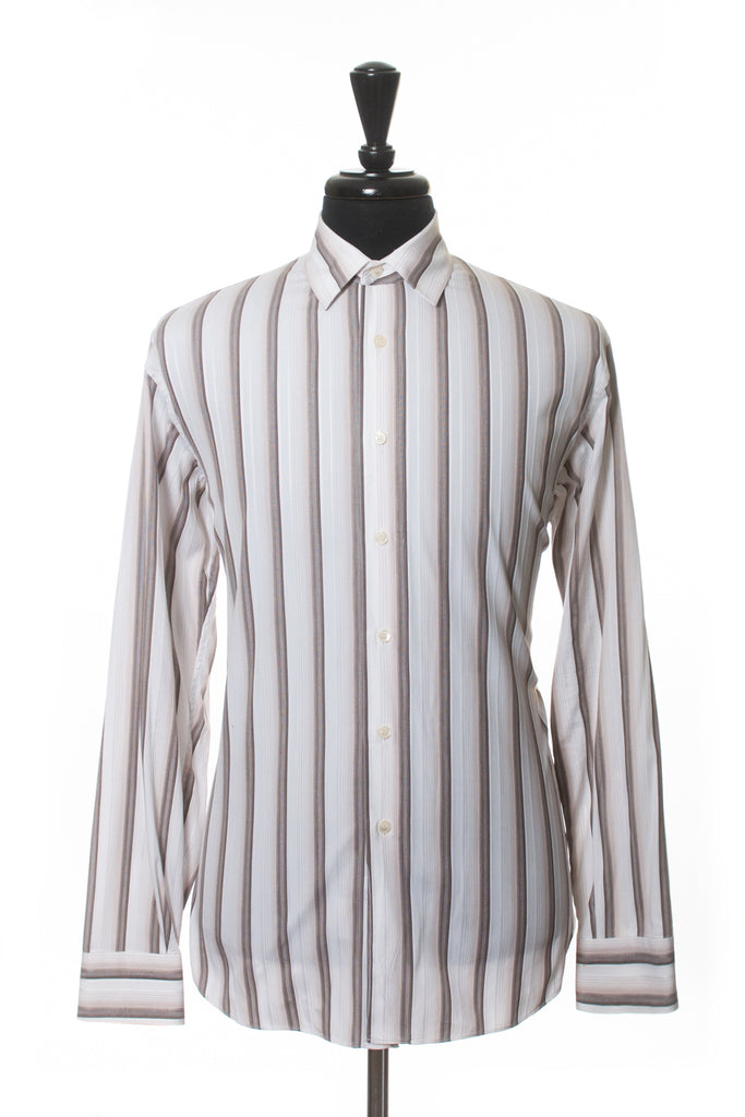 Salvatore Ferragamo Brown Striped Shirt