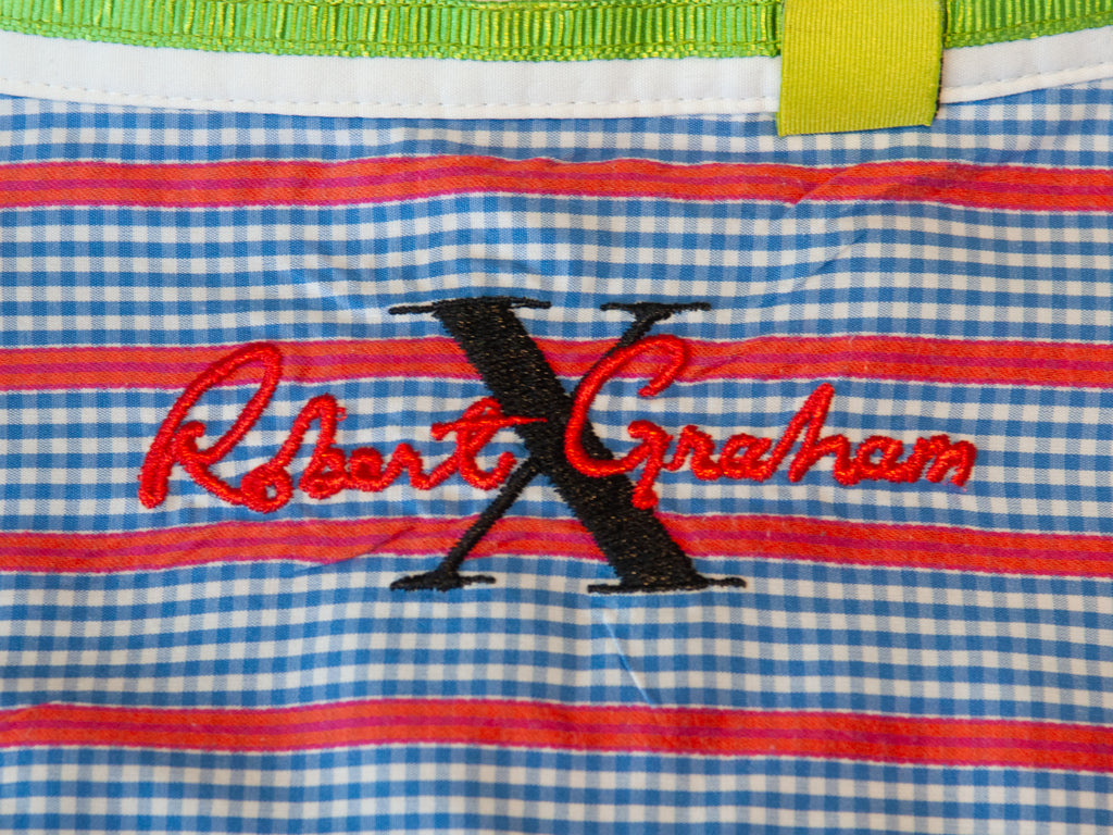 Robert Graham Red Stripe on Blue Check Tailored Fit Shirt