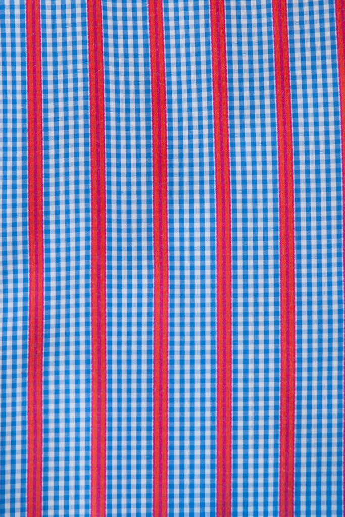 Robert Graham Red Stripe on Blue Check Tailored Fit Shirt