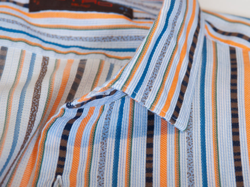 Etro Orange Striped Pattern Shirt