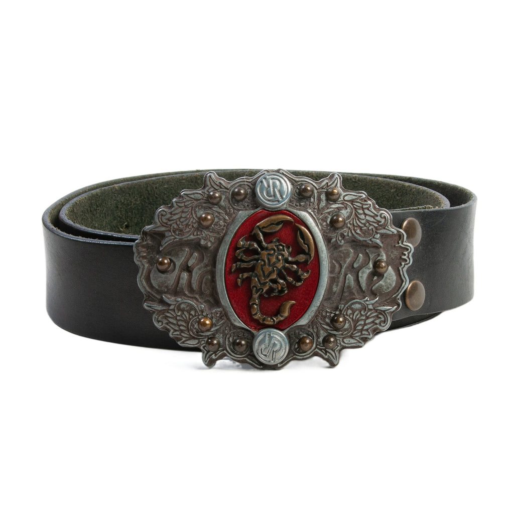 Rag Recycle Black Leather Scorpion Belt