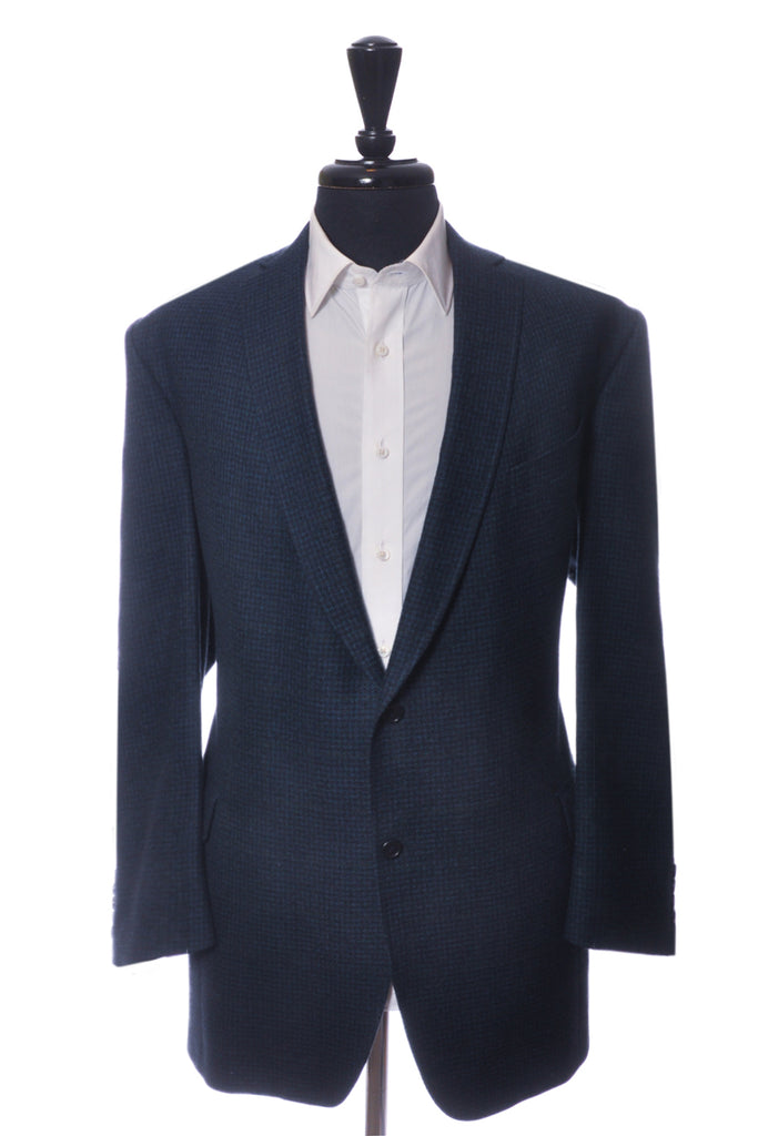 Sam Abouhassan Blue Check Wool Blazer