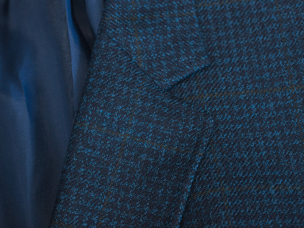 Sam Abouhassan Blue Check Wool Blazer