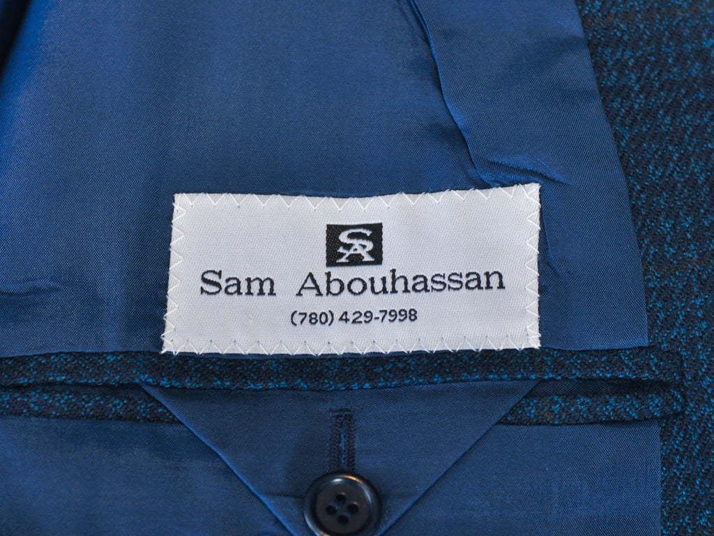 Sam Abouhassan Blue Check Wool Blazer