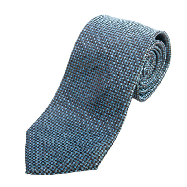 Ermenegildo Zegna Blue on Brown Weave Silk Tie