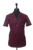 Michael Kors Deep Red Floral Print Slim Fit Short Sleeve Shirt