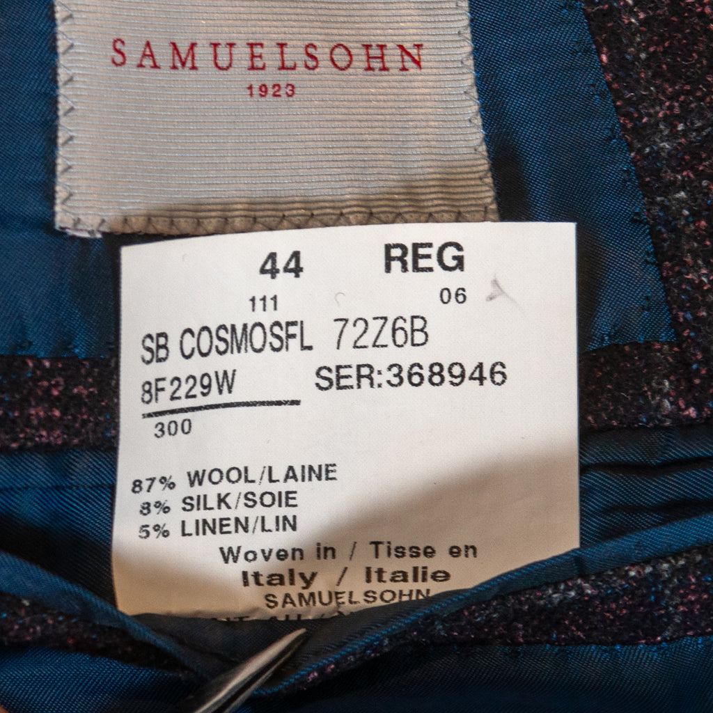 Samuelsohn Merlot Check Wool Silk Linen Cosma Blazer