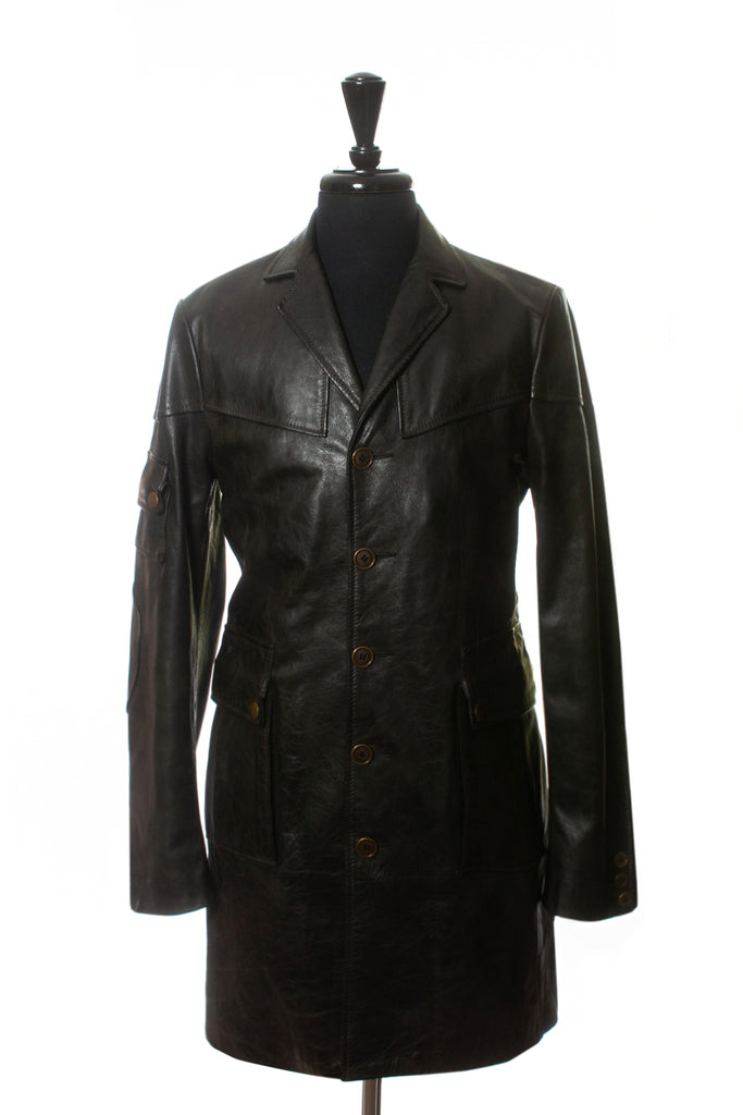 Belstaff Dark Brown Leather Trench Coat