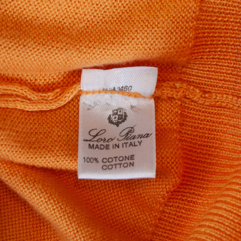 Loro Piana Light Orange Cotton Quarter Zip Sweater