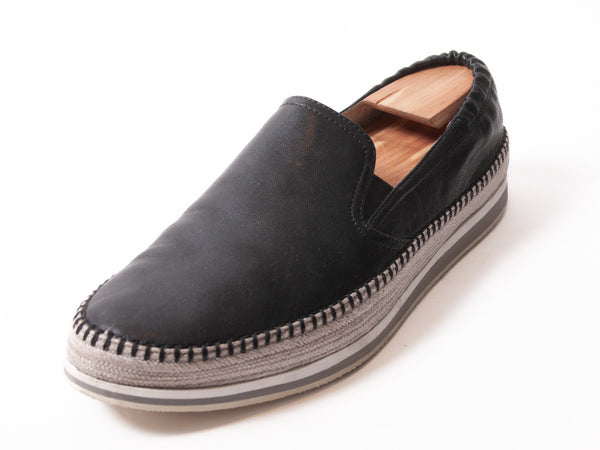 Prada Black Leather Espadrille Shoes