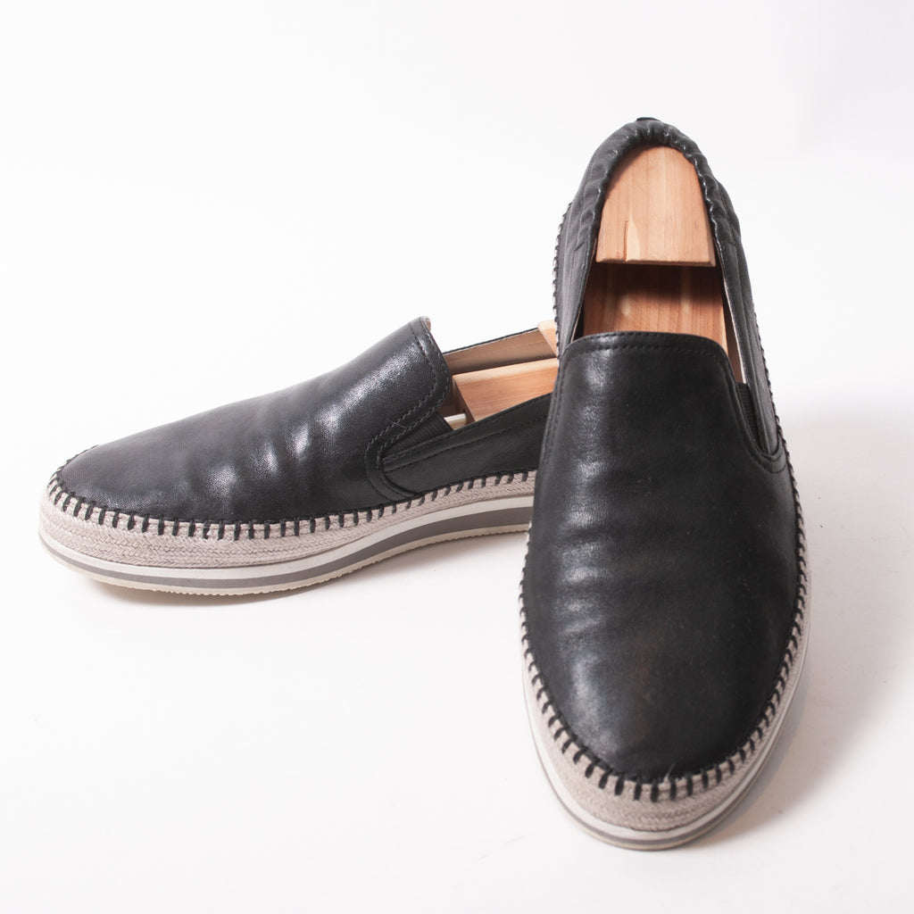 Prada Black Leather Espadrille Shoes