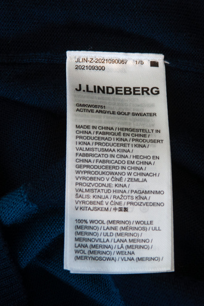 J.Lindeberg Argyle Golf V-Neck Sweater