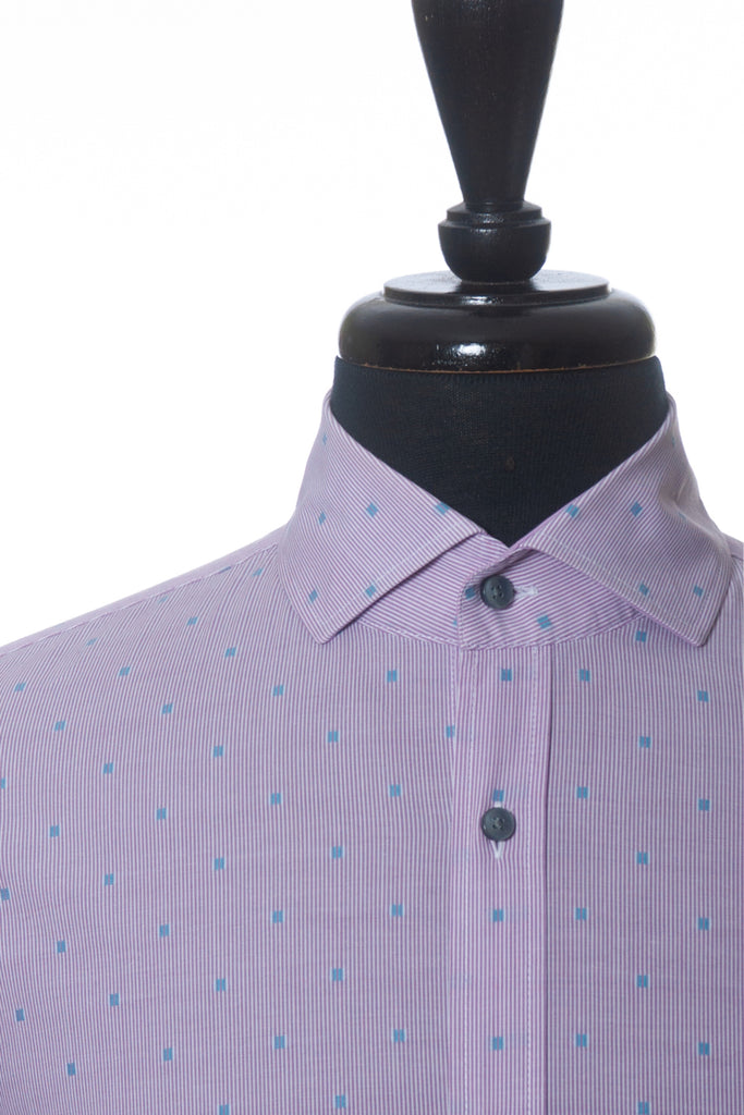 Hugo Boss Lilac Geo Print Mason_4 Slim FIt Stretch Shirt