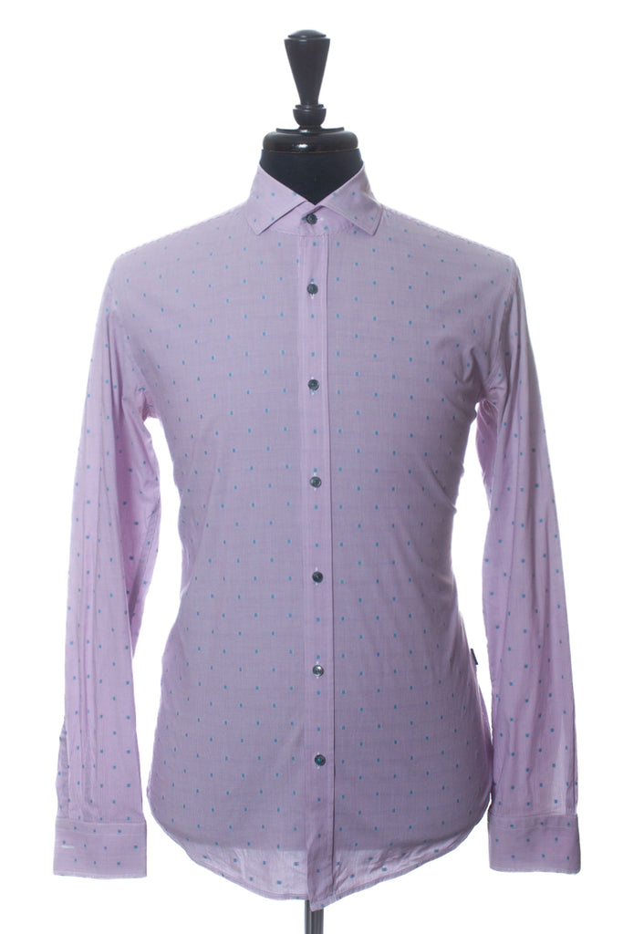 Hugo Boss Lilac Geo Print Mason_4 Slim FIt Stretch Shirt