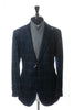 Luigi Bianchi Navy Blue Windowpane Check Flannel Lined Blazer