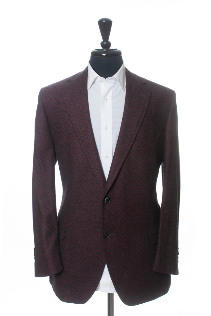 Empire Red Lattice Print Wool Blazer