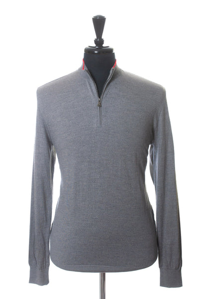 Paul & Shark Grey Summer Wool Quarter Zip Sweater