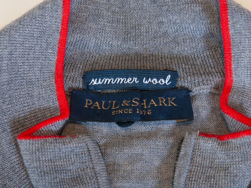 Paul & Shark Grey Summer Wool Quarter Zip Sweater