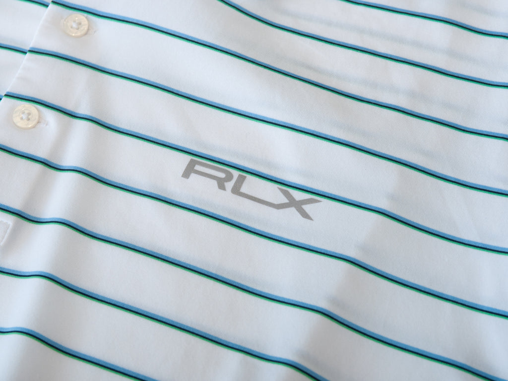 RLX Blue on White Striped Golf Polo Shirt