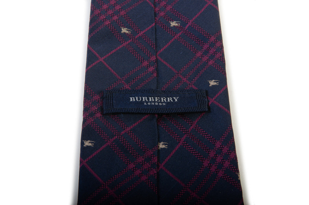 Burberry Purple on Navy Blue Check Tie