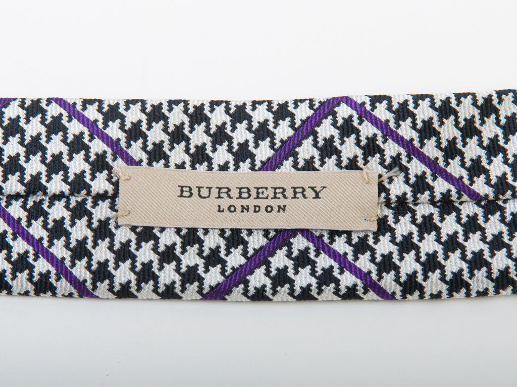 Burberry Sky Grey Houndstooth Check Tie