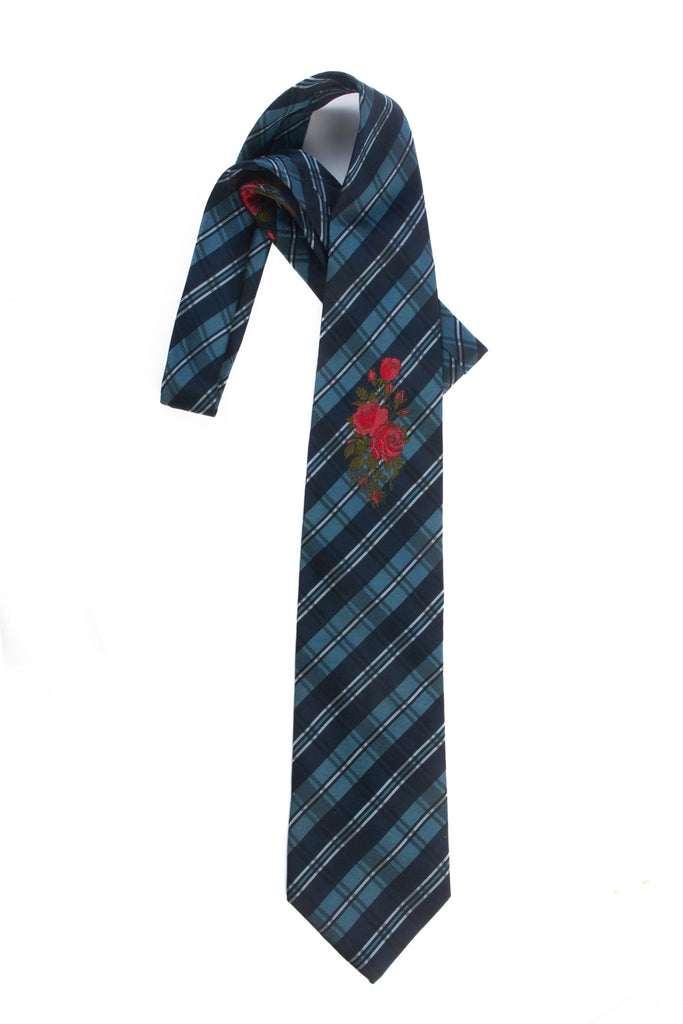 Dolce & Gabbana Blue Plaid Pin-Up Tie