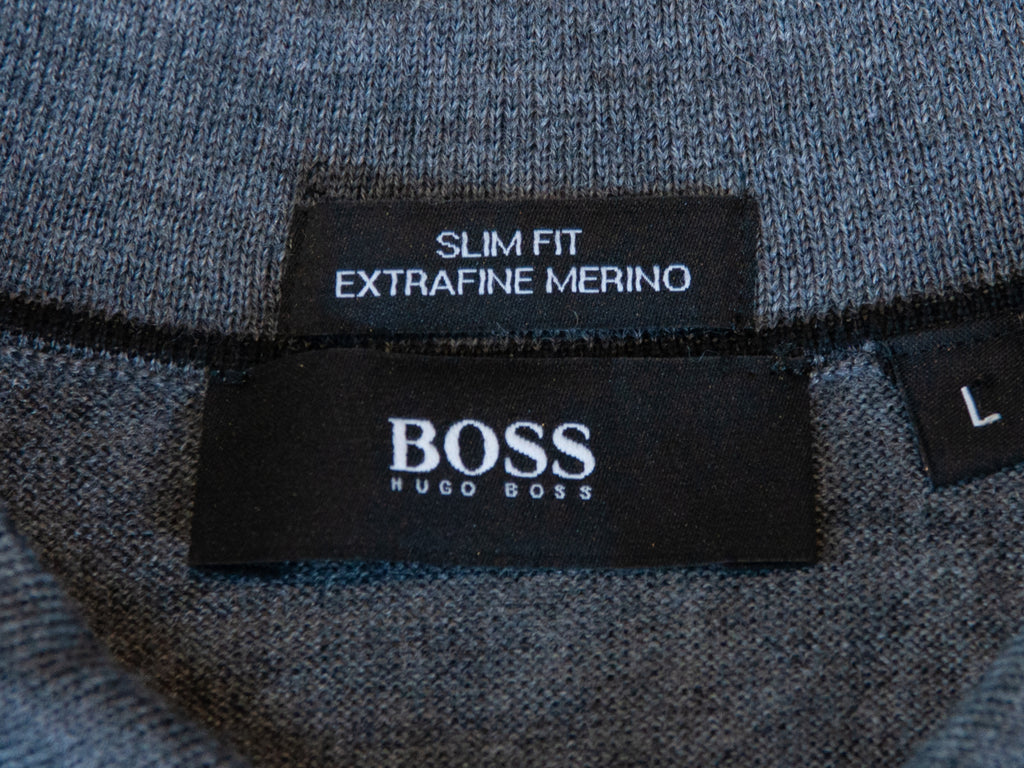 Hugo Boss Grey Extra Fine Merino Wool Slim Fit Tesaro Knit Polo